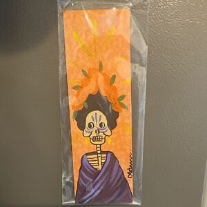 Hand Painted Mexican Artist Skeleton Art Bookmark-Fridah Kahlo Skeleton